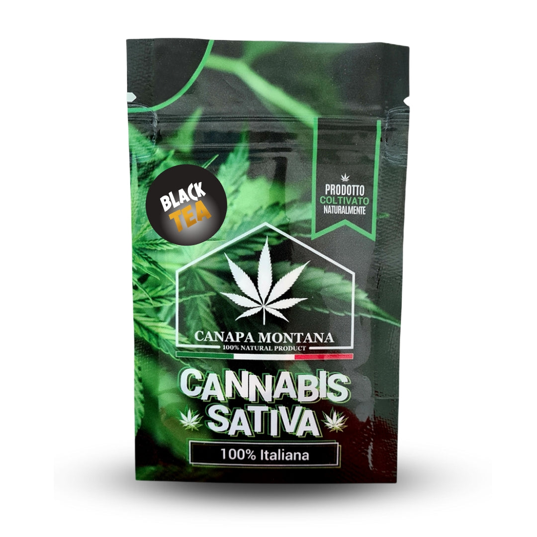 Charas legale Black Tea di Cannabis light-Canapa Montana