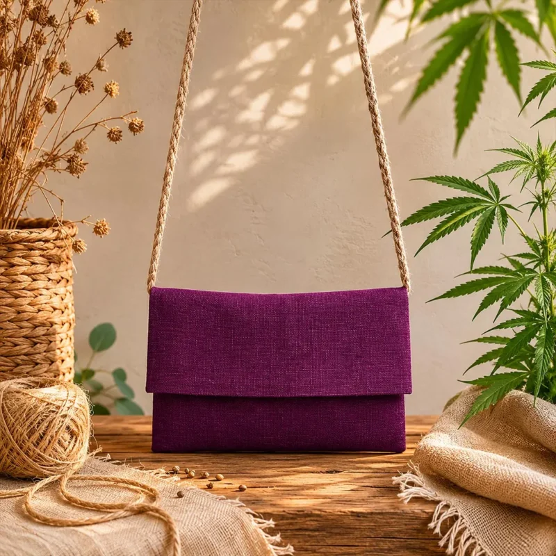 Borsa media tracolla canapa viola