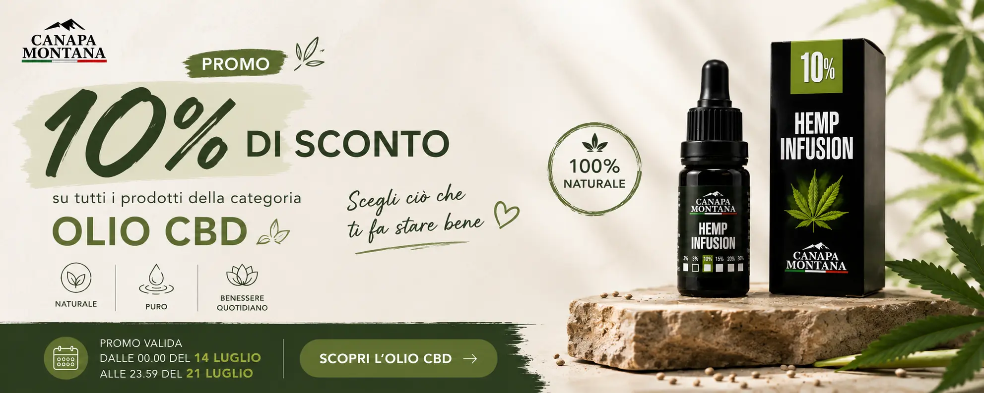 Promo 10% di sconto su Olio CBD