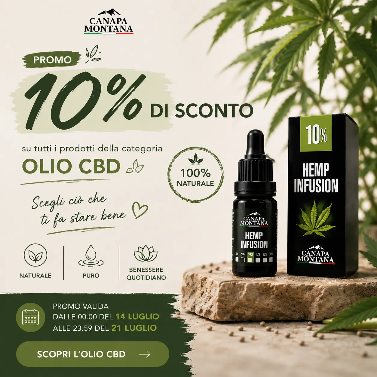 Promo sconto 10% sui prodotti della categoria Olio CBD
